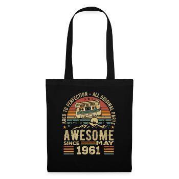 Mai 1961 Geburtstag Mai 1961 Retro-Geschenk - Stoffbeutel - Schwarz - Vorne