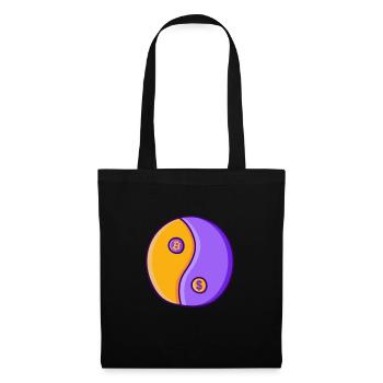 Bitcoin BTC Yin Yang Symbol - Stoffbeutel - Schwarz - Vorne