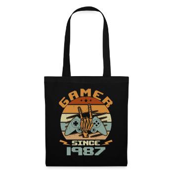 Gamer seit 1987 - Gaming Jubiläumsgeschenk 1987 - Stoffbeutel - Schwarz - Vorne