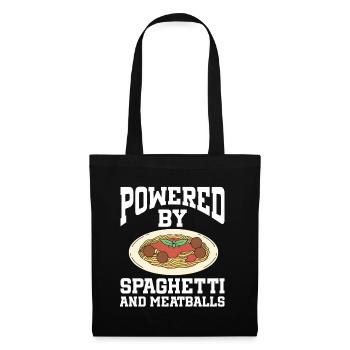 Powered By Spaghetti And Meatballs - Stoffbeutel - Schwarz - Vorne