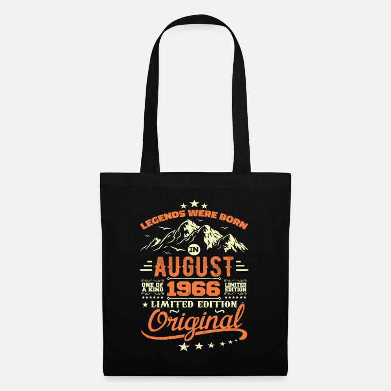 August 1966 Geburtstag August 1966 Vintage Geschenk - Stoffbeutel - Schwarz