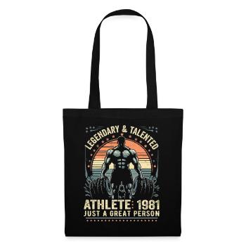 Jahrgang 1981 Fitness Geburtstagsgeschenk 1981 - Stoffbeutel - Schwarz - Vorne