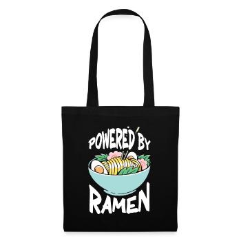 Powered By Ramen Anime Japanese Soup Cup Noodle - Stoffbeutel - Schwarz - Vorne