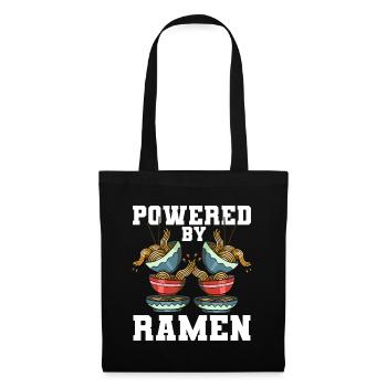 Powered By Ramen Anime Japanese Soup Cup Noodle - Stoffbeutel - Schwarz - Vorne