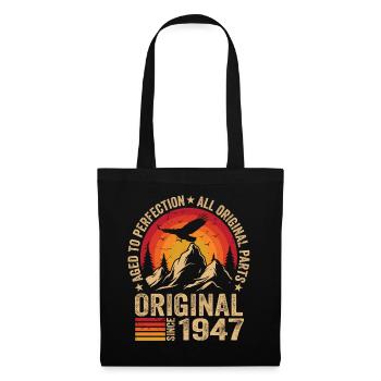 Original 1947 Jahrgang 1947 Geburtstag 1947 Retro - Stoffbeutel - Schwarz - Vorne