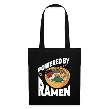 Powered By Ramen Anime Japanese Soup Cup Noodle - Stoffbeutel - Schwarz - Vorne