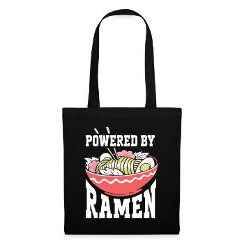 Powered By Ramen Anime Japanese Soup Cup Noodle - Stoffbeutel - Schwarz - Vorne