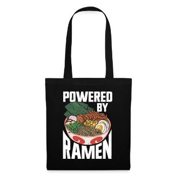 Powered By Ramen Anime Japanese Soup Cup Noodle - Stoffbeutel - Schwarz - Vorne