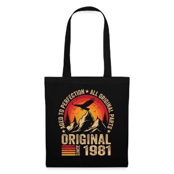 Original 1981 Jahrgang 1981 Geburtstag 1981 Retro - Stoffbeutel - Schwarz - Vorne
