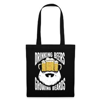 Drinking Beers And Growing Beards, Funny Beard - Stoffbeutel - Schwarz - Vorne