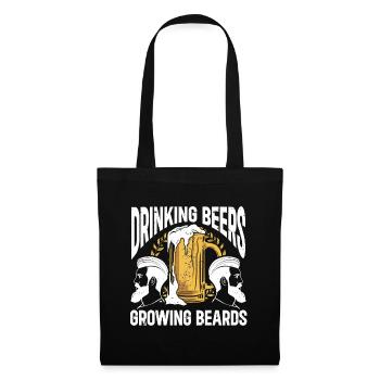 Drinking Beers And Growing Beards, Funny Beard - Stoffbeutel - Schwarz - Vorne