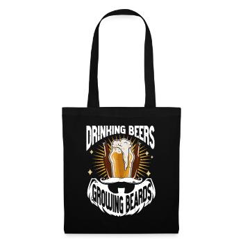Drinking Beers And Growing Beards, Funny Beard - Stoffbeutel - Schwarz - Vorne