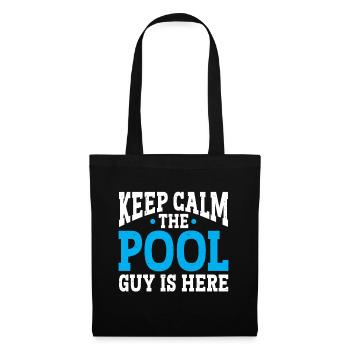 Nettoyeur de piscine Restez calme Le gars de la piscine est là - Sac en tissu - noir - Devant