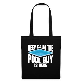Nettoyeur de piscine Restez calme Le gars de la piscine est là - Sac en tissu - noir - Devant
