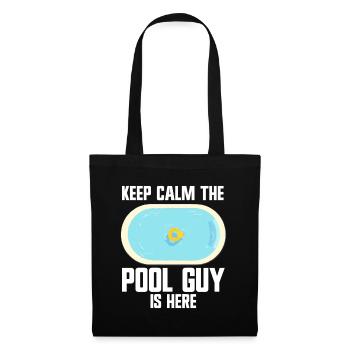 Nettoyeur de piscine Restez calme Le gars de la piscine est là - Sac en tissu - noir - Devant