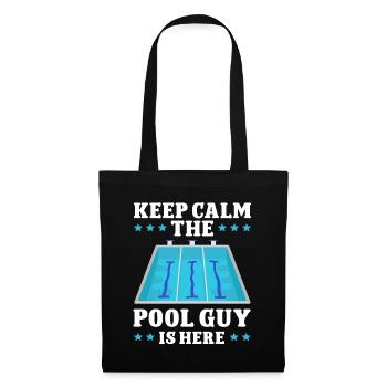 Nettoyeur de piscine Restez calme Le gars de la piscine est là - Sac en tissu - noir - Devant