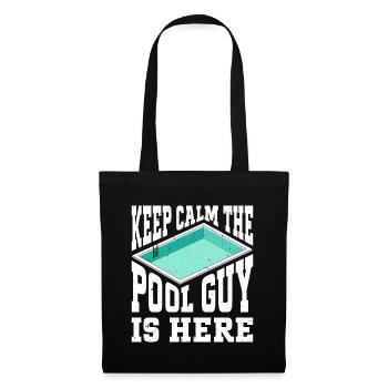 Nettoyeur de piscine Restez calme Le gars de la piscine est là - Sac en tissu - noir - Devant