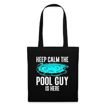 Nettoyeur de piscine Restez calme Le gars de la piscine est là - Sac en tissu - noir - Devant