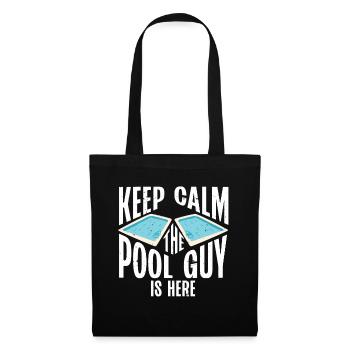 Nettoyeur de piscine Restez calme Le gars de la piscine est là - Sac en tissu - noir - Devant
