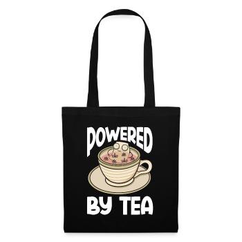 Tea Lover Tea Drinker Quotes Powered By Tea - Stoffbeutel - Schwarz - Vorne