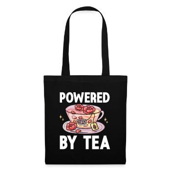 Tea Lover Tea Drinker Quotes Powered By Tea - Stoffbeutel - Schwarz - Vorne