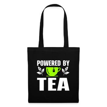 Tea Lover Tea Drinker Quotes Powered By Tea - Stoffbeutel - Schwarz - Vorne