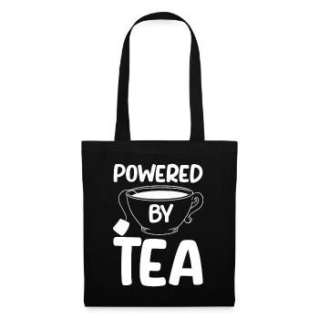 Tea Lover Tea Drinker Quotes Powered By Tea - Stoffbeutel - Schwarz - Vorne