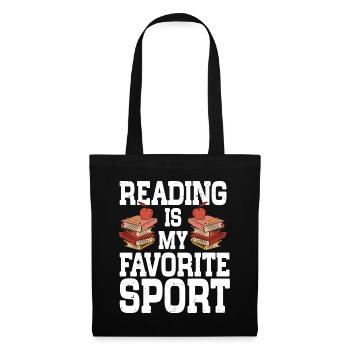 Reading Is My Favorite Sport Bookworm - Stoffbeutel - Schwarz - Vorne