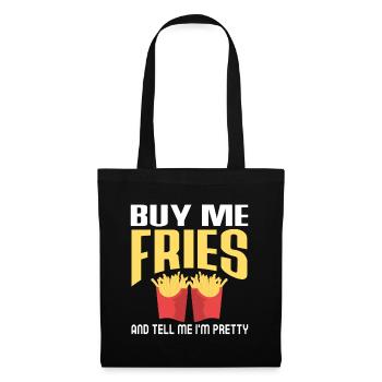 French Fries Food Pun Potato - Stoffbeutel - Schwarz - Vorne