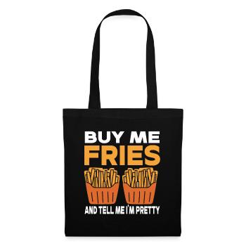 French Fries Food Pun Potato - Stoffbeutel - Schwarz - Vorne