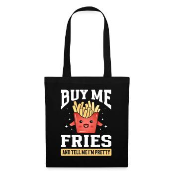 French Fries Food Pun Potato - Stoffbeutel - Schwarz - Vorne