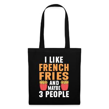 French Fries Food Pun Potato - Stoffbeutel - Schwarz - Vorne