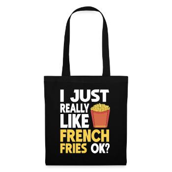 French Fries Food Pun Potato - Stoffbeutel - Schwarz - Vorne