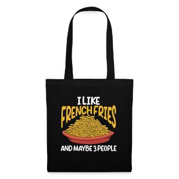 French Fries Food Pun Potato - Stoffbeutel - Schwarz - Vorne