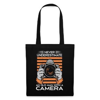 Never underestimate an old man with a camera - Tote Bag - black - Front