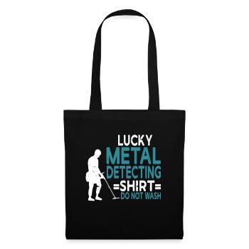 Metal Detector Shirt for Men Lucky Metal Detecting - Stoffbeutel - Schwarz - Vorne