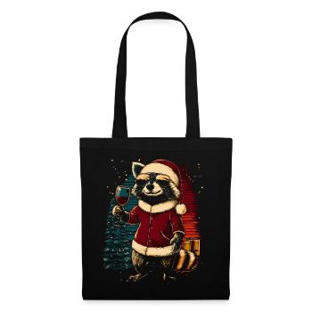 Raccoon Christmas Wine - Tote Bag - black - Front