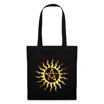 Pentagram Gold Flames Sun Pentacle Occult - Tote Bag - black - Front