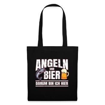 Angeln Und Bier Angler Biertrinker Spruch - Stoffbeutel - Schwarz - Vorne