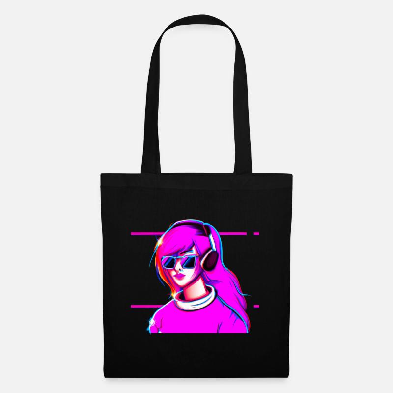 Cooles Retro E-Girl - Stoffbeutel - Schwarz