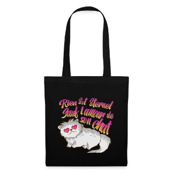 Rien est éternel sauf l'amour de son chat miaou - Sac en tissu - noir - Devant