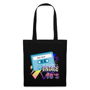 Style vintage années 90 : Hiphop tendance cassette - Sac en tissu - noir - Devant