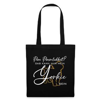 Yorkie Silhouette lustiger Spruch Schreibschrift - Stoffbeutel - Schwarz - Vorne