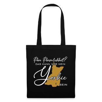 Yorkie Silhouette lustiger Spruch Schreibschrift - Stoffbeutel - Schwarz - Vorne