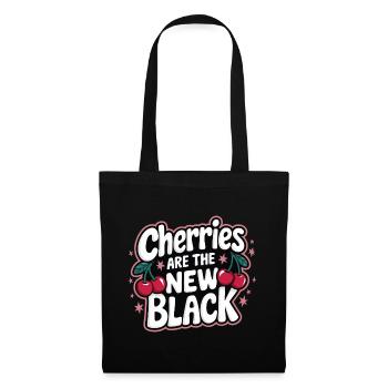 Kirsche Kirschen Früchte Essen - Stoffbeutel - Schwarz - Vorne