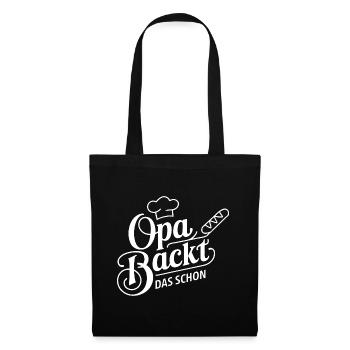 Opa backt das schon - unser backender Opa - Stoffbeutel - Schwarz - Vorne