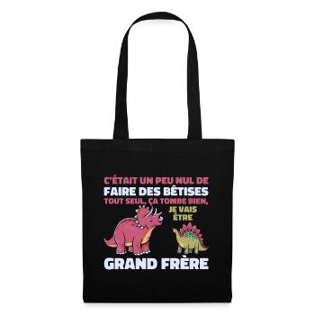 Futur Grand Frère Dinosaure Grand Frère Cadeau - Sac en tissu - noir - Devant