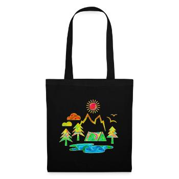 camping, camping, mountains, nature, forest, summer, sun - Tote Bag - black - Front