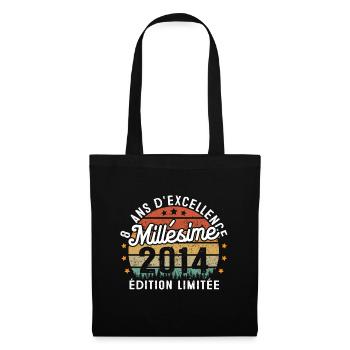 Cadeau d'anniversaire 8 Ans Millésime 2014 - Sac en tissu - noir - Devant