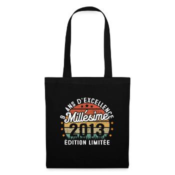 Cadeau d'anniversaire 9 Ans Millésime 2013 - Sac en tissu - noir - Devant